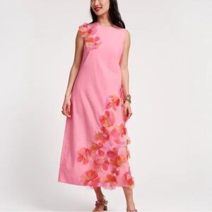 NWT Frances Valentine Origami Dress With Organza Flowers